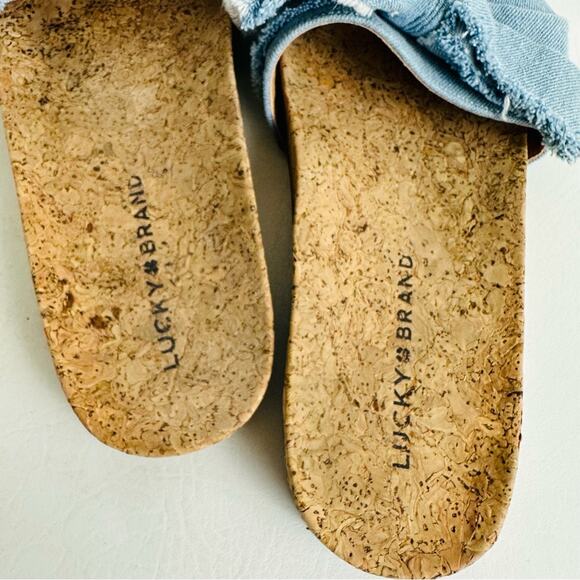 Lucky Brand Womens Floella Slip On Shoes Blue Chambray Sandals Slides Size 7 - Picture 5 of 10